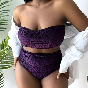 Biquíni Plus Size Cintura Alta Confortável Estampa Leopardo