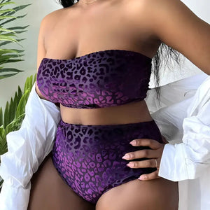 Biquíni Plus Size Cintura Alta Confortável Estampa Leopardo