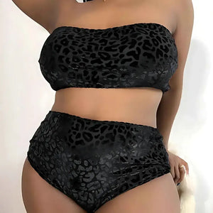 Biquíni Plus Size Cintura Alta Confortável Estampa Leopardo