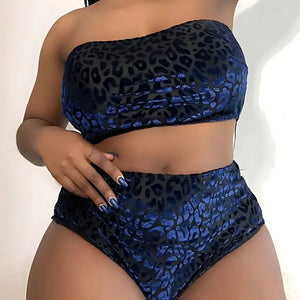 Biquíni Plus Size Cintura Alta Confortável Estampa Leopardo