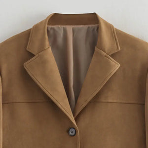 Blazer Feminino Alongado Camurça