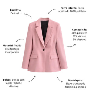 Blazer Alfaiataria Acinturado Rosa