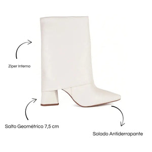 Bota Cano Médio Bico Fino Branca