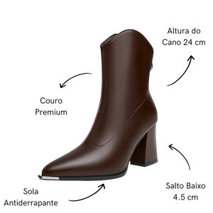 Bota Feminina Cano Curto Marrom Couro
