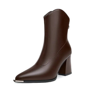 Bota Feminina Cano Curto Marrom Couro