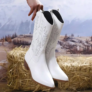 Bota Feminina Texana Branca Western