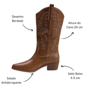 Bota Feminina Texana Marrom Western