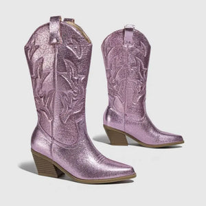 Bota Feminina Texana Metálico Western