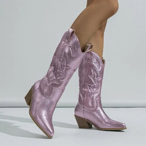 Bota Feminina Texana Metálico Western