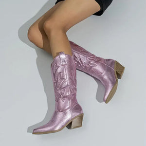 Bota Feminina Texana Metálico Western