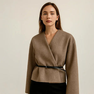 Casaco Lã Batida Feminino com Cinto