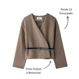 Casaco Lã Batida Feminino com Cinto