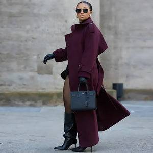 Casaco Longo Feminino Vinho Velvet