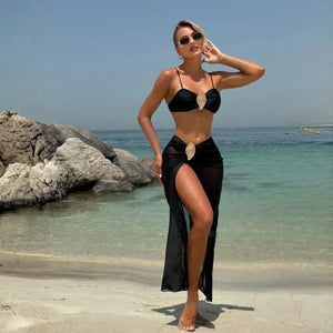 Conjunto Biquíni Cintura Alta e Saída de Praia Elegante