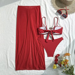 Conjunto Biquíni Cintura Alta e Saída de Praia Elegante