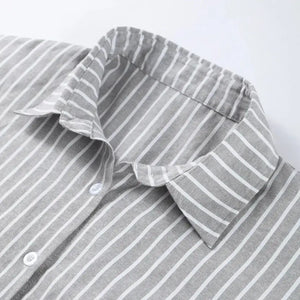 Conjunto Camisa e Shorts Feminino Listrado