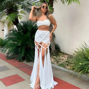 Conjunto Feminino Cropped com Short Trançado