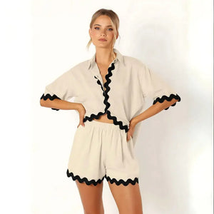 Conjunto Feminino Short e Camisa Confortável Casual