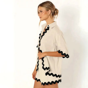 Conjunto Feminino Short e Camisa Confortável Casual