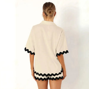 Conjunto Feminino Short e Camisa Confortável Casual