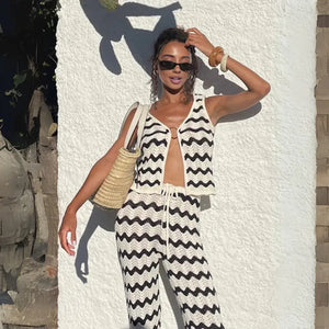 Conjunto Listrado Feminino Calça e Blusa