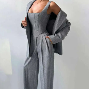 Conjunto Social Feminino Blazer Corset Acinturado Sofisticado