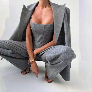 Conjunto Social Feminino Blazer Corset Acinturado Sofisticado