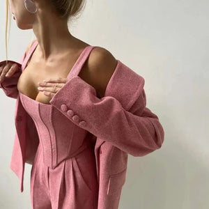 Conjunto Social Feminino Blazer Corset Acinturado Sofisticado