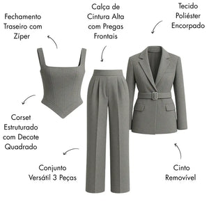 Conjunto Social Feminino Blazer Corset Acinturado Sofisticado