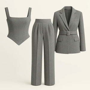 Conjunto Social Feminino Blazer Corset Acinturado Sofisticado