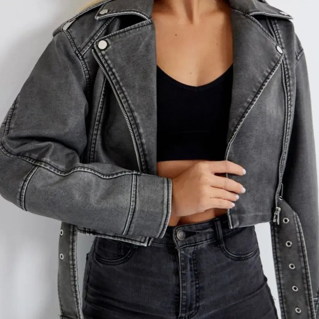 Jaqueta-de-Couro-Feminina-Cinza-Vintage