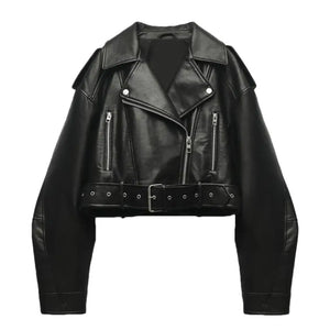 Jaqueta de Couro Feminina Preta Modelo Raven