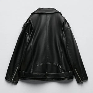 Jaqueta de Couro Feminina Preta Modelo Vittore