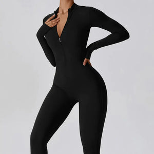 Macacão Academia Feminino Manga Longa Preto