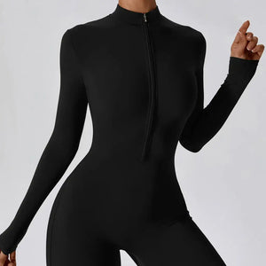 Macacão Academia Feminino Manga Longa Preto