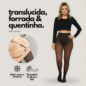 Meia Calça Térmica Translúcida Peluciada Grossa