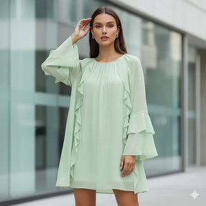 Vestido Boho Chic Curto com Babados Elegante