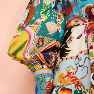 Vestido Boho Chic Estampado Manga Bufante