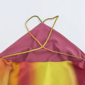 Vestido Longo Cetim Estampado Aquarela Elegante