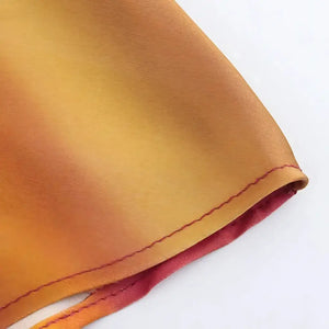 Vestido Longo Cetim Estampado Aquarela Elegante