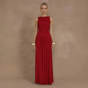 Vestido Longo Drapeado Elegante Básico