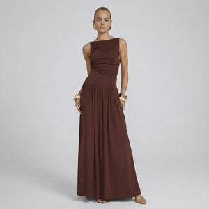 Vestido Longo Drapeado Elegante Básico