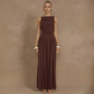 Vestido Longo Drapeado Elegante Básico