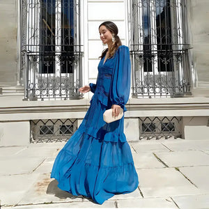 Vestido Longo Fluido Boho Chic com Babados Elegantes