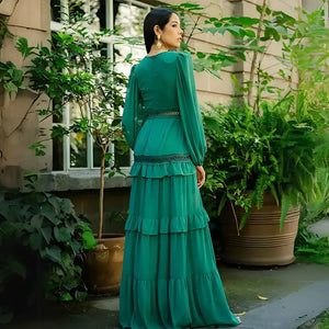 Vestido Longo Fluido Boho Chic com Babados Elegantes