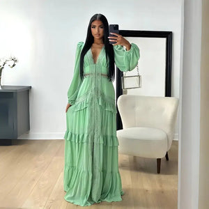 Vestido Longo Fluido Boho Chic com Babados Elegantes