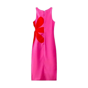 Vestido Midi Floral Elegante com Recorte Lateral