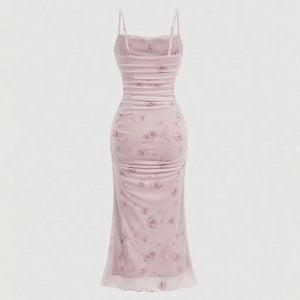 Vestido Midi Tule Estampado Elegante