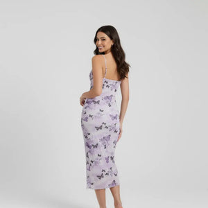 Vestido Midi Tule Estampado Elegante