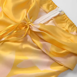 Vestido Tomara que Caia Longo Estampado Elegante Cetim